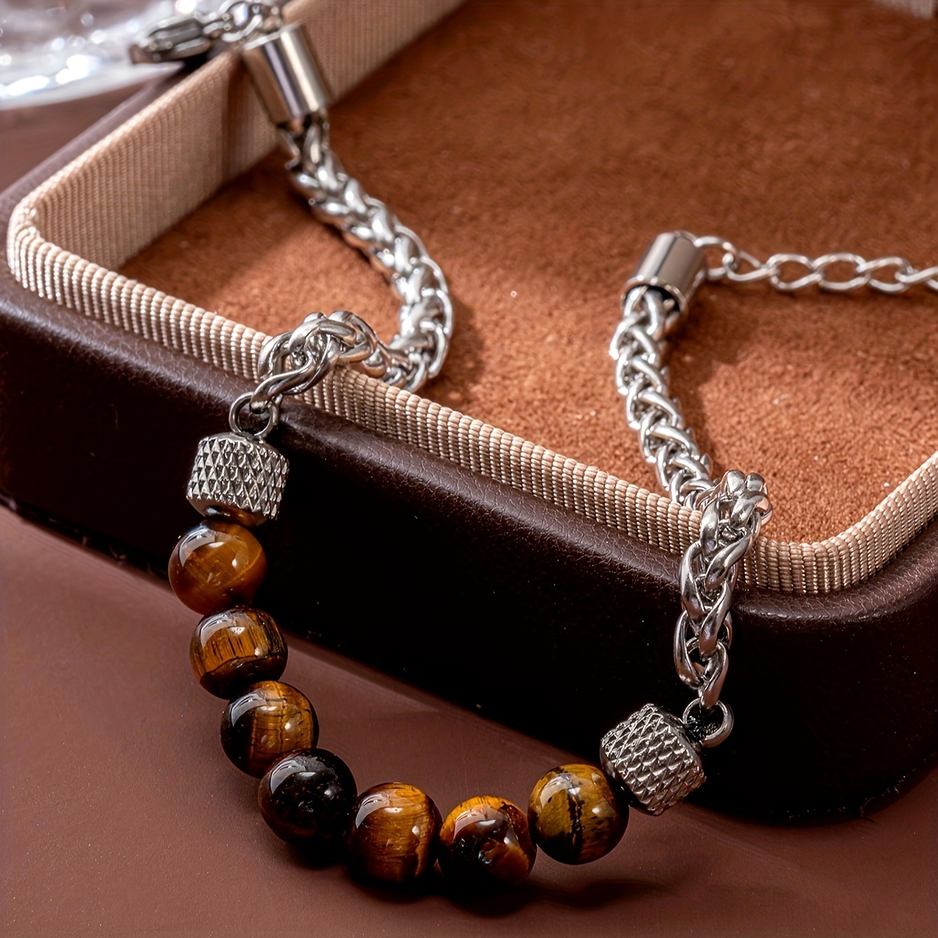 Seven-Color Round Bead Titanium Stainless Steel Adjustable Bracelet